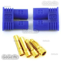 1 PAIR Male & Female RC EC2 2.0mm Lipo Battery Connector Gold Bullet Plug - EC2