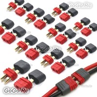 10 Pairs Amass T Plug Deans Male & Female Connectors with Insulated caps