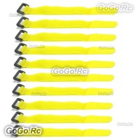 10 X 210mm Battery Self-Adhesive Strap Reusable Cable Tie Wrap hook loop Yellow