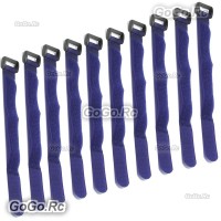10 Pcs 315mm Battery Self-Adhesive Strap Reusable Cable Tie Wrap hook loop Blue