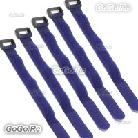 5 Pcs 315mm Battery Self-Adhesive Strap Reusable Cable Tie Wrap hook loop Blue