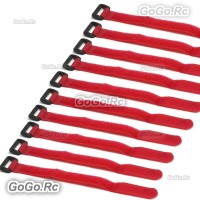 10 Pcs 315mm Battery Self-Adhesive Strap Reusable Cable Tie Wrap hook loop Red