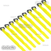 10 X 315mm Battery Self-Adhesive Strap Reusable Cable Tie Wrap hook loop Yellow