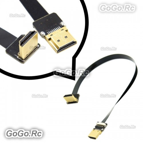 Udelade Monet reservedele 20cm FPV HDMI Type A Male to Down Angled 90 Degree HDMI Male HDTV FPC Flat