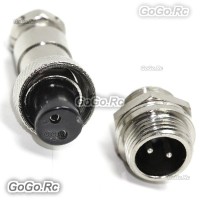 1 Set 12mm 2 Pin Aviation Plug Male & Female Wire Panel Metal Connector GX12-2