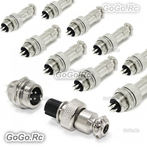 10 Set 12mm 4 Pin Aviation Plug Male & Female Wire Panel Metal Connector  GX12-4