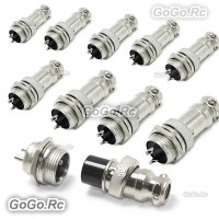 10 Set 16mm 2 Pin Aviation Plug Male & Female Wire Panel Metal Connector GX16-2