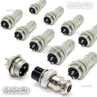 10 Set 16mm 3 Pin Aviation Plug Male & Female Wire Panel Metal Connector GX16-3
