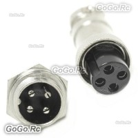 1 Set 16mm 4 Pin Aviation Plug Male & Female Wire Panel Metal Connector GX16-4