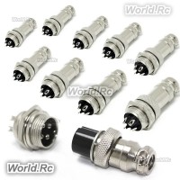 10 Set 16mm 4 Pin Aviation Plug Male & Female Wire Panel Metal Connector GX16-4