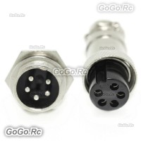 1 Set 16mm 5 Pin Aviation Plug Male & Female Wire Panel Metal Connector GX16-5