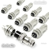 10 Set 16mm 5 Pin Aviation Plug Male & Female Wire Panel Metal Connector GX16-5
