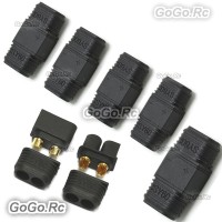 5 Pair Male / Female XT60 Upgrade Bullet Connector Plug For Lipo Battery Black