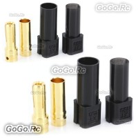 2 Pair XT150 6mm Large Current Motor Bullet Connector Male/Female w/Sleeve Black