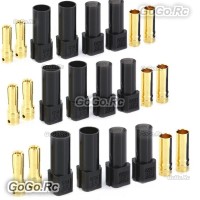 6 Pair XT150 6mm Large Current Motor Bullet Connector Male/Female w/Sleeve Black