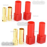 2 Pair XT150 6mm Large Current Motor Bullet Connector Male/Female w/Sleeve Red