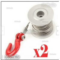 2 Pcs Aluminum Winch Drum and Line for RC Rock Crawler 25T Servo Winch Upgrade