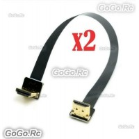 2x FPV Dual Up Angled 90 Degree HDMI Type A Male to Male HDTV Flat Cable 20cm