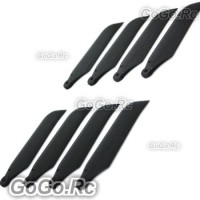 4x 450 Tail Rotor Blade For Trex T-Rex Helicopter - Black (RHS1208-BL)
