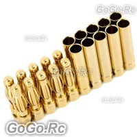 10 Pairs 4.0mm Gold Bullet Banana Connector Plug For Rc Motor Esc - 888031x10