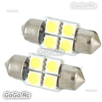 2 x White 39mm 4 LED 5050 SMD Festoon Dome Car Light Interior Bulb LE012-04WH39