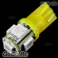 2x T10 5-SMD 5050 LED Car Lights Bulbs 194 168 501 - Yellow (LE001-05YY)