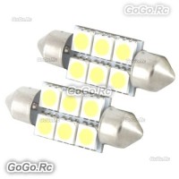 2 x White 36mm 6 LED 5050 SMD Festoon Dome Car Light Interior Bulb LE012-06WH36