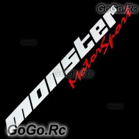 Monster motorsport Sticker Silver & Red Decal JDM Racing 62mmx250mm - CSM010WR