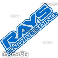 RAYS ENGINEERING Sticker Decal Emblem Silver & Blue 68mmx198mm - CSR001BW