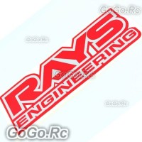 RAYS ENGINEERING Sticker Decal Emblem Silver & Red 68mmx198mm - CSR001RW