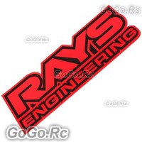 RAYS ENGINEERING Sticker Decal Emblem Black & Red 68mmx198mm - CSR001RB